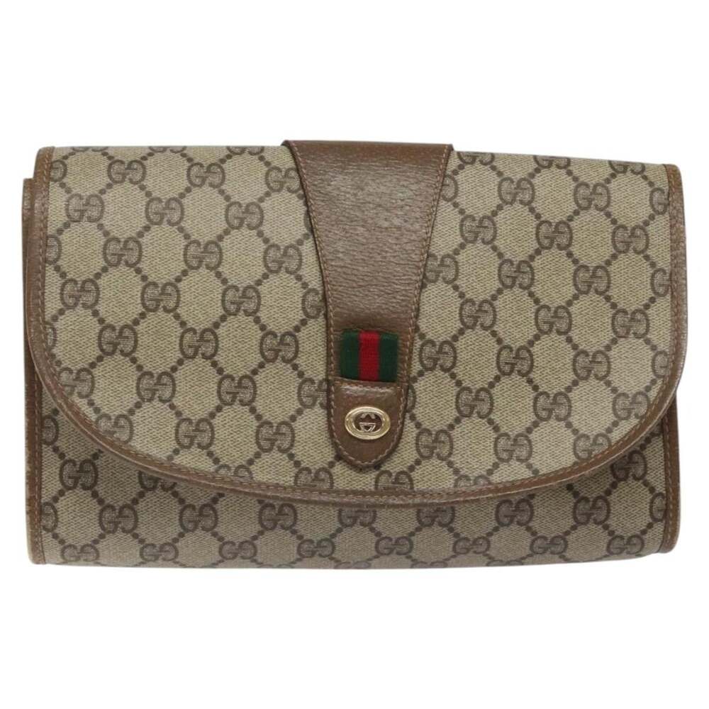 Gucci GG Supreme Web Clutch Bag Beige